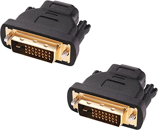 DTech 2 Pack HDMI to DVI Connector, DTECH DVI Male to HDMI Female Adapter Bidirectional DVI-D Converter 4K 1080P for Monitor Projector Computer, Black, CB0228-2