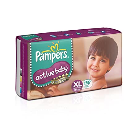 Pampers Active Baby Diapers, XL, 56 Count