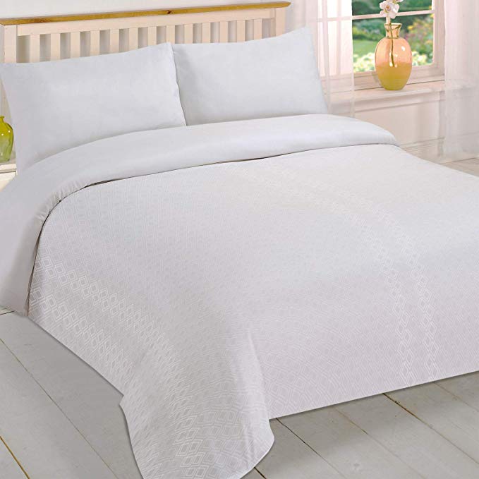 Mayfair Linen 100% Egyptian Cotton Duvet Cover 800 TC (1 Pc King Duvet Cover, Diamond Maze -White)