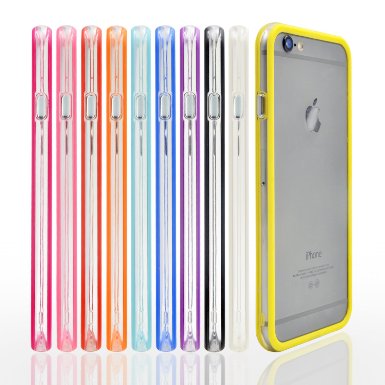 iPhone 6S Bumper iPhone 6 Bumper Costyle 10pcslot 10 Colors Clear Slim Bumper Cover Skin Case w Metal Buttons For iPhone 6 6S 47 Inch-Black White Pink Purple Orange Yellow Blue Deep Blue Red Rose