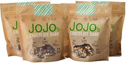 JOJO's Guilt Free Dark Chocolate Bark With All Natural Protein Raw Nuts and Cranberries, NON-GMO, Gluten Free, Paleo Friendly, 1.2 Ounce Bars, 28 Count(One Month Supply- 33 oz)