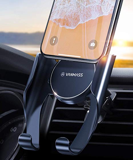VANMASS Car Phone Mount, HandsFree Cell Phone Holder for Car with 2 Air Vent Clips, User-Friendly, Air Vent Car Phone Holder Compatible with iPhone 11 Xs Max XR X 8 7 6, Samsung S10 S9 S8, etc