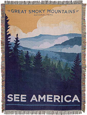 The Northwest Company See America, "Olympic National Park" Woven Tapestry Throw Blanket, 48" x 60", Multi Color