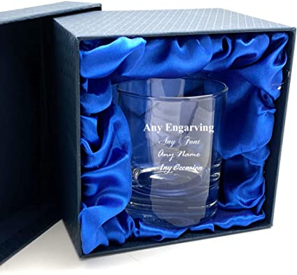 Engraved Personalised Whiskey Glass in Silk Lined Gift Box