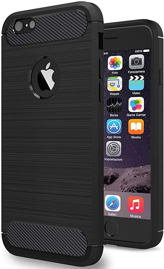 NEW'C Funda para iPhone 6 y iPhone 6S, Funda Protectora con absorción de Impactos y Fibra de Carbono [Silicone Gel Flex]