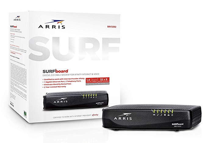 ARRIS Surfboard SBV3202 32X8 Docsis 3.0 Cable Modem/Telephone/Certified for XFINITY - White