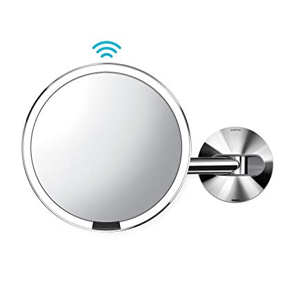 simplehuman Wall Mount-5x Magnification Sensor Makeup Mirror, Polished Stainless Steel