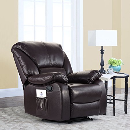 Full Body Massage Recliner Chair, PU Leather Reclining Massage Chair (Brown)