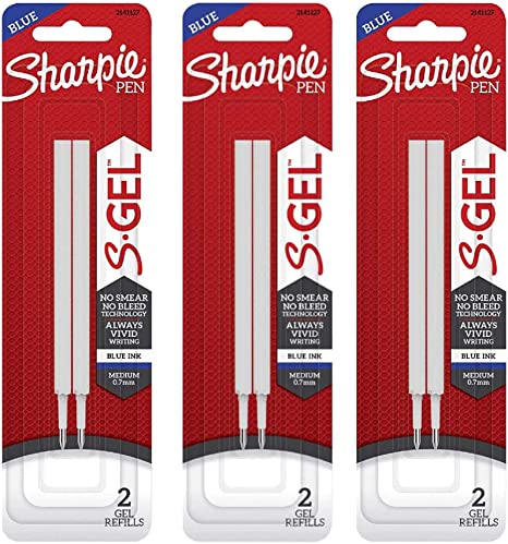 Sharpie S-Gel Gel-Ink Pen Refill, 0.7mm Medium Point, Blue Ink, 6 Refills