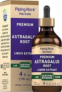 Piping Rock Astragalus Root Extract | 4 fl oz | Alcohol & Sugar Free Tincture | Certified Botanical | Vegetarian, Non-GMO, Gluten Free