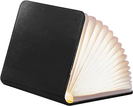 Gingko LED Smart Book Desk Light with Natural Leather Effect Finish, Rechargable with Micro USB Charger, Black Leather