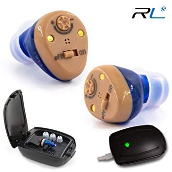 R&L Rechargeable Hearing Amplifier C100 to Aid and Assist Hearing for Adults and Seniors, Digital CIC ITE ITC Style Rechargable Device with Feedback Cancellation, Fit Both Ears (2 Pack)