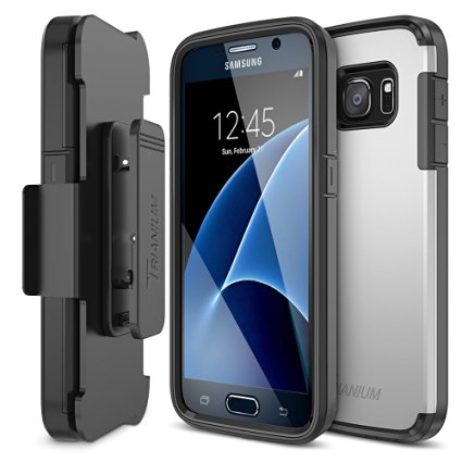 Galaxy S7 Case, Trianium [Duranium Series] Heavy Duty [Silver] Holster Case Belt Clip   Protective Cover with Built-in Screen Protector for Samsung Galaxy S7 2016 [Lifetime Warranty](TMS7D05)