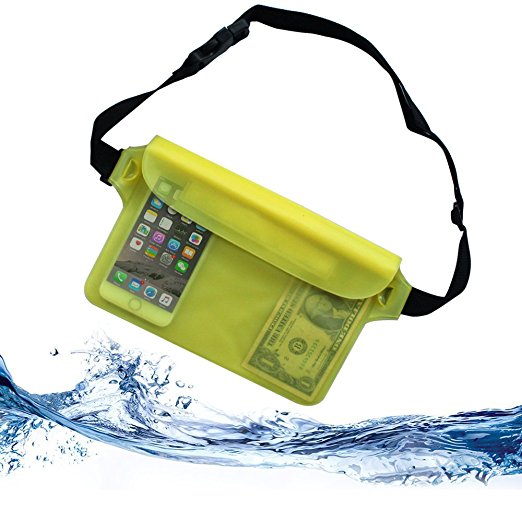 Waterproof Bag,WISZEN Universal Waterproof Case Bag / Waterproof Pouch with Touch Responsive Front [One Year Warranty] (Yellow)