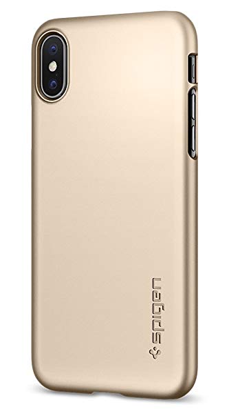 Spigen Thin Fit with Premium Matte Finish Coating Designed for Apple iPhone Xs Case (2018) / Designed for Apple iPhone X Case (2017) - Champagne Gold