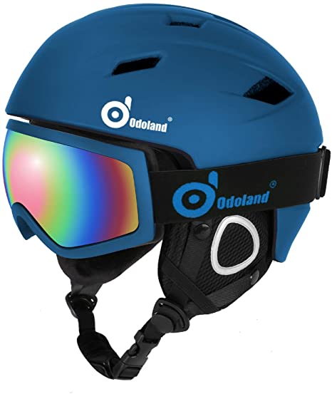 Odoland Snow Ski Helmet and Goggles Set, Sports Helmet and Protective Glasses - Shockproof/Windproof Protective Gear for Skiing, Snowboarding, Snow Sport Helmet