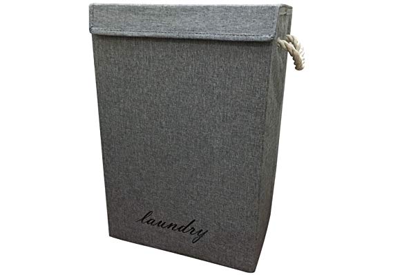 Fabric Laundry Basket with Lid Basket Storage Organizer - Clothing Laundry Storage Box (Grey)