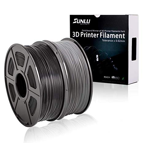 PLA  Filament 3D Printer Filament,2kg Spool (4.4 lbs) 1.75mm,Dimensional Accuracy  /- 0.02 mm, 2 Packs (Black   Grey) by SUNLU