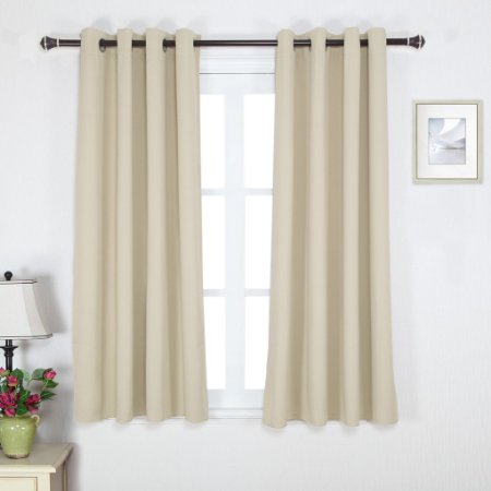 Nicetown Triple Weave Microfiber Home Thermal Insulated Solid Ring Top Blackout Curtains  Drapes for BedroomSet of 252 x 63 InchBeige