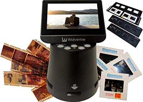 Wolverine Titan 8-in-1 20MP High Resolution Film to Digital Converter with 4.3" Screen and HDMI Output, Worldwide Voltage 110V/240V AC Adapter Plus (3) Wolverine Slide Trays (Black) Bundle