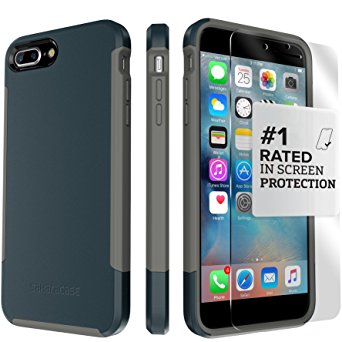 iPhone 7 Plus Case, (Blue Gray) Dual-Layer Inspire SaharaCase Protective Kit Bundle with [ZeroDamage Tempered Glass Screen Protector] Slim Fit [ Shockproof Bumper] Rugged Protection