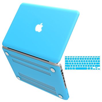 iBenzer Basic Soft-Touch Series Plastic Hard Case & Keyboard Cover for Apple MacBook Pro 13-inch 13" with CD-ROM A1278 (Previous Generation) (Sky Blue)