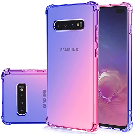 Gufuwo Case for Samsung S10 5G, Galaxy S10 5G Cute Case Girls Women, Gradient Slim Anti Scratch Soft Clear TPU Phone Case Cover Shockproof Case for Samsung Galaxy S10 5G (Blue/Pink)