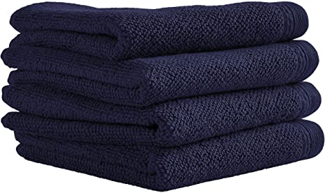 Amazon Brand – Rivet Organic Cotton Washcloth Set, Set of 4, Navy