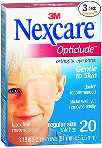 Nexcare Opticlude Orthoptic Eye Patches, Regular Size, 20 Count Boxes (Pack of 3)