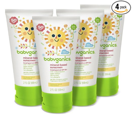Babyganics Mineral-Based Baby Sunscreen Lotion SPF 50 2oz Tube Pack of 4