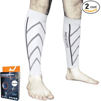 Meister Graduated 20-25mmHg Compression Running Leg Sleeves for Shin Splints (Pair)