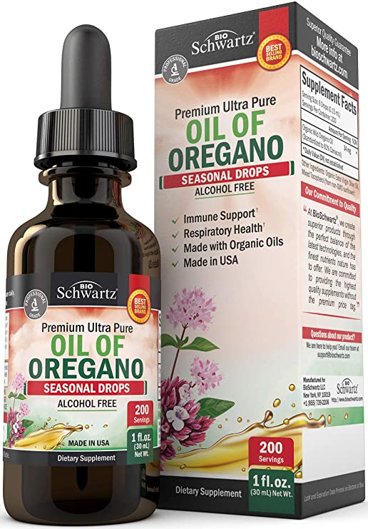 Oregano Oil - Promotes Respiratory Health - Premium Ultra Pure Formula Made with Organic Oils - 0 Calorie Vegan Seasonal Drops - GMO & Filler Free - 200 Servings