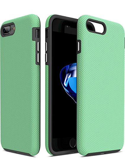 TOZO for iPhone 7 Plus Case ARMOR Series Football Pattern Texture Soft Touch Anti-Slip Grip [Shock Proof] Ultra Rugged Dual Layer Protect Case for iPhone 7 Plus 5.5 inch, [Black Green]