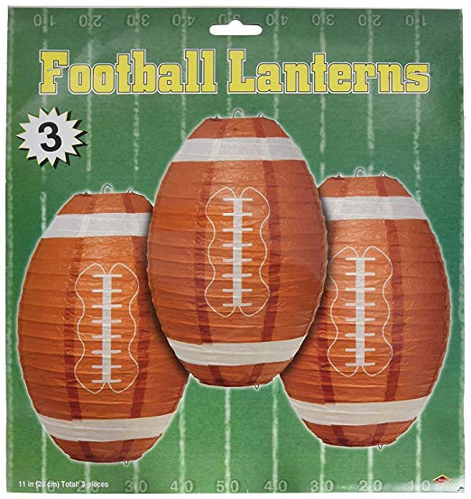 Beistle Football Paper Lanterns, 11-Inch, Brown/White (2-Pack)