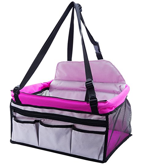 EXPAWLORER Pet Booster Seat Carrier for Car, Multi Function Deluxe Travel Bag for Small Dogs