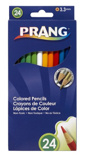 Prang Thick Core Colored Pencil Set 33 Millimeter Cores 7 Inch Length 24 Pencils Assorted Colors 22240