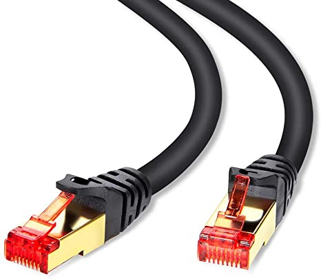 Outdoor Cat 7 Ethernet Cable 25 ft Cat7 Heavy Duty Double Shielded Patch Cord Gigabit Network LAN Cable RJ45 Connector with Cables Plated Lead Waterproof Direct Burial Internet Cable-8M