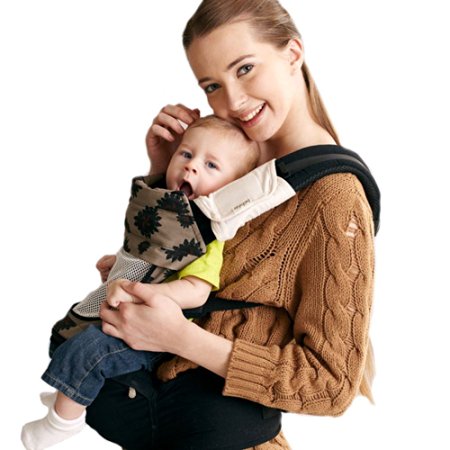 Bebamour Cotton Baby Sling Carrier Ergonomics Hipseat with Lumbar Support,4 in One Back 2 Front Facing Comfort Positions,brown