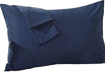 King Pillow Cases Set of 2 PC 100% Egyptian Cotton Navy Blue Pillow Cases King Size 20X36 Pillow Covers Envelope Closure Premium 600 Thread Count Bed Pillow Covers Set (King 20" x 36" ,Navy Blue)