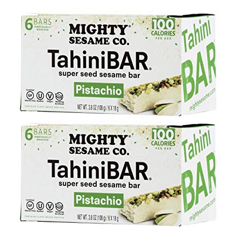 Mighty Sesame TahiniBars With Pistachio (2 Pack Total 12 Bars)