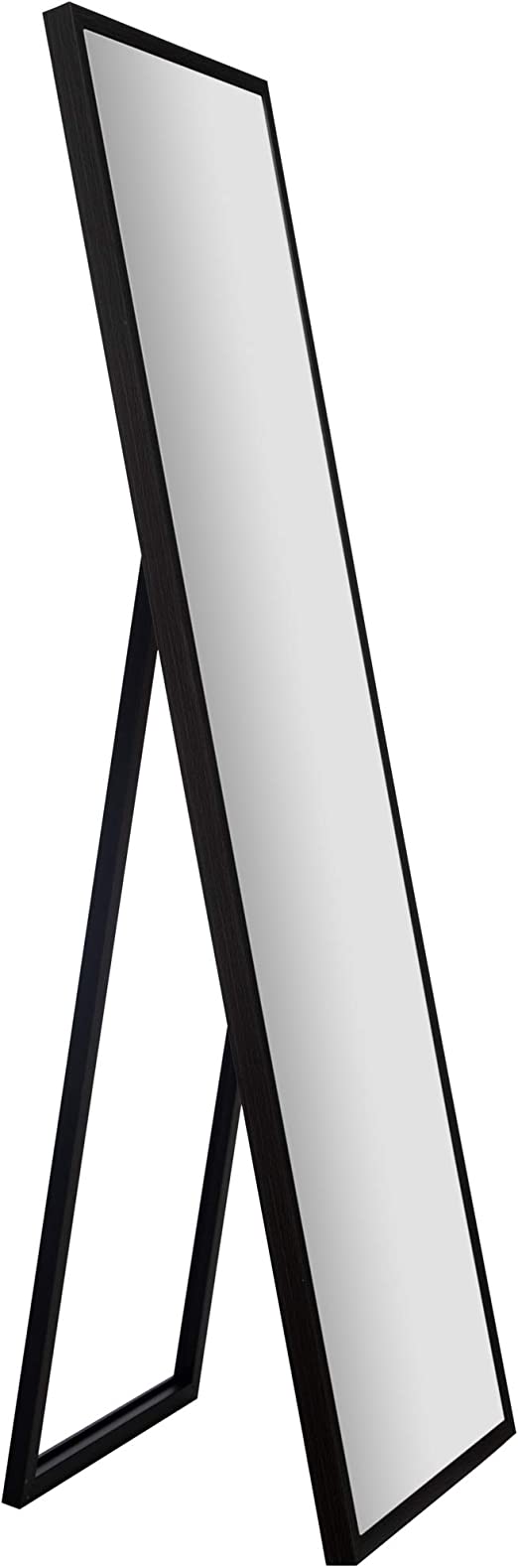 Gallery Solutions Framed Floor Free Standing Easel Full Length Mirror, 16.5" x 57", Black