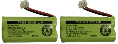 JustGreatDealz Battery BT184342 / BT284342 for AT&T Vtech GE RCA and Clarity Phones 2.4V 550mAh Ni-MH (2-Pack)