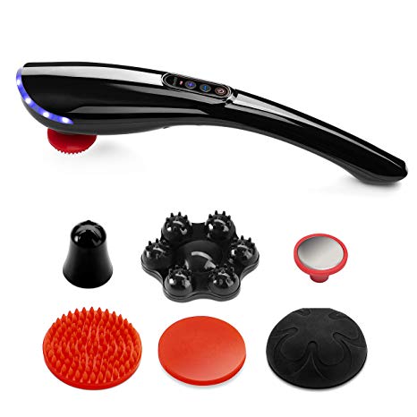 Rechargeable Hand Held Massager Deep Tissue Full Body Shiatsu Massager for Muscles, Leg, Foot, Calf, Shoulder, Back, and Neck Pain Relief - Portable Cordless Electric Percussion Handheld Massager