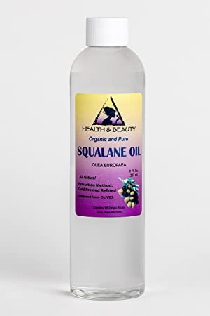 Squalane Oil Organic Olive-Derived Anti-Aging Moisturizer Cold Pressed Undiluted Premium 100% Pure 8 oz, 237 ml