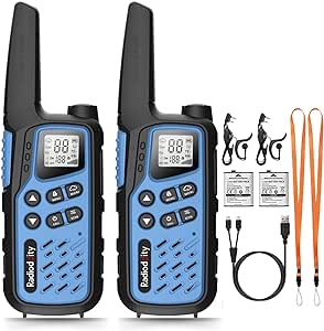 Radioddity FS-T7 Walkie Talkies for Adults Kids Long Range Rechargeable Walky Talky FRS NOAA Two Way Radio, License Free with VOX, USB-C Charging, Flashlight, for Camping Hiking, 2 Pack