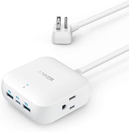 Anker Power Strip with USB C, Power Delivery Travel Power Strip, 30W PowerPort Strip PD 2 Mini with 2 Outlets & 3 USB (18W USB C), 5 ft Cord, Flat Plug, for Hotel, Dorm Room, and Home (White_Cable)