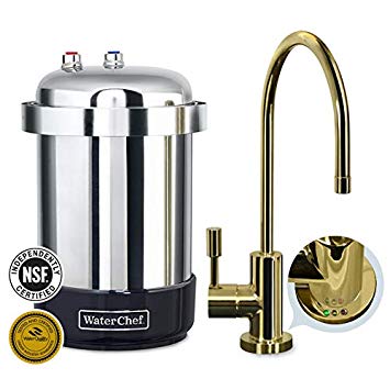 WaterChef U9000 Premium Under-Sink Water Filtration System with Intelligent Monitor (Polished Brass Designer Faucet)