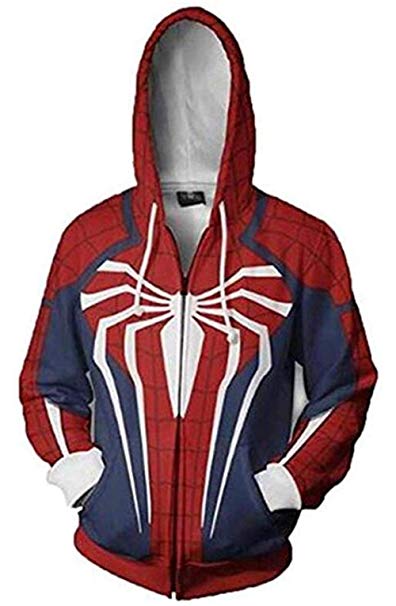 Laszweig Unisex Superhero Cosplay Costume Cotton Fleece Hoodie Jacket with Zipper