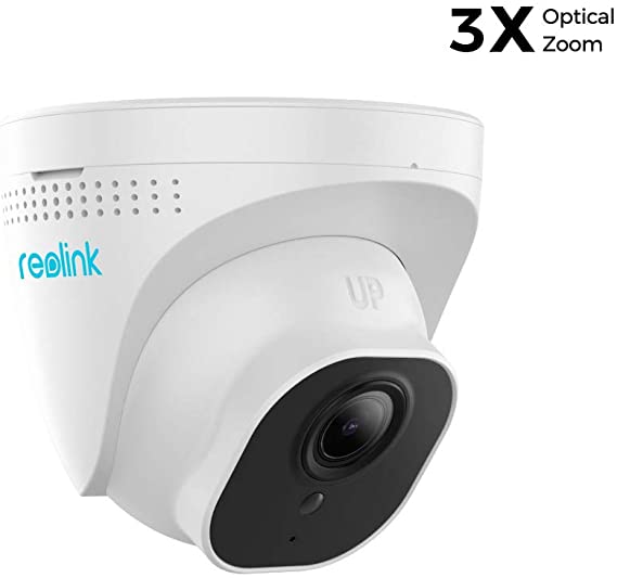 Reolink 5MP PoE Turret Security Camera Super HD 3X Optical Zoom IP66 Waterproof with Built-in Micro SD Card Slot Outdoor Indoor Camera Ceiling Mount 100ft IR Night Vision Audio(Can not Pan), RLC-522