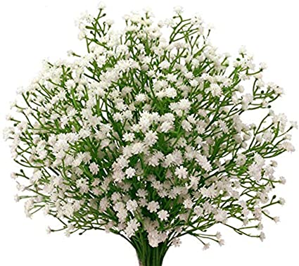 Houda 9Pcs Artificial Fake Baby Breath Flowers Gypsophila Plants Bouquets for Wedding Home DIY Decor (White)